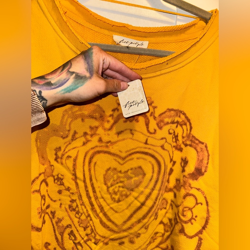NWT FREE PEOPLE Doily Sweatshirt - Mustard - Picture 8 of 9